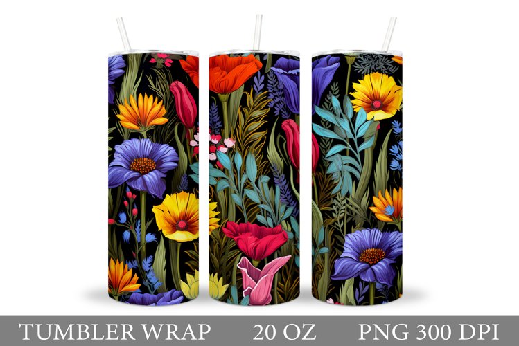 Flowers Tumbler Design. 3D Flowers Tumbler Wrap Sublimation