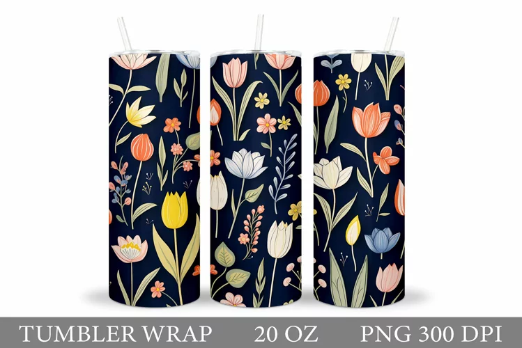 Flowers Tumbler Design. Floral Tumbler Sublimation