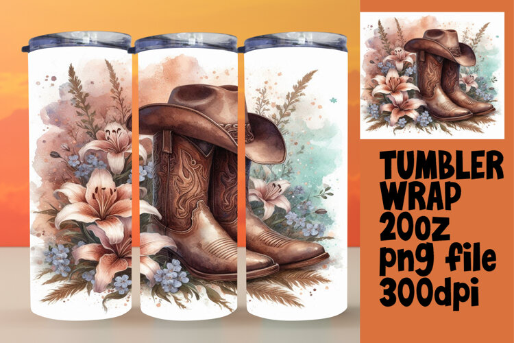 CUSTOM 20oz Tumbler Artwork for DIY Projects , Western example image 1