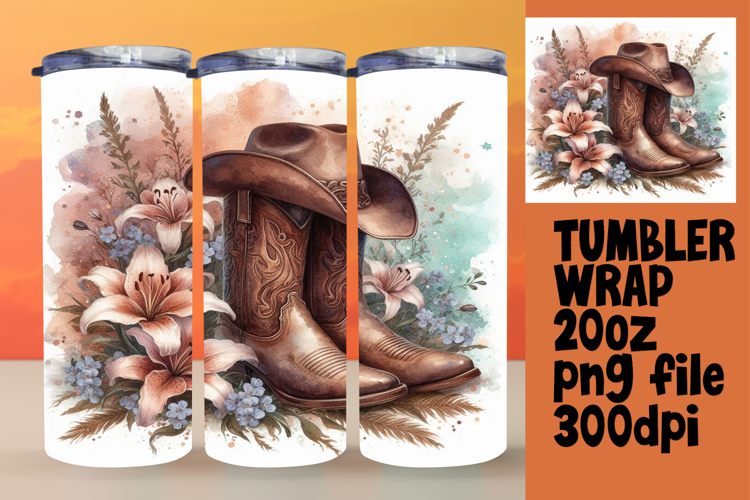 CUSTOM 20oz Tumbler Artwork for DIY Projects , Western