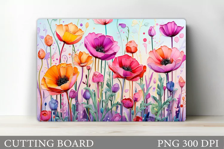 Wildflowers Cutting Board. Flowers Cutting Board Sublimation