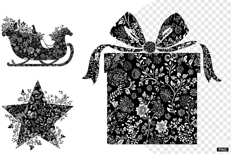 Chinoiserie Christmas Silhouette Clipart