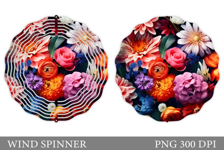 Flowers Wind Spinner Design. Flowers Spinner Sublimation example image 1