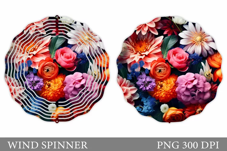 Flowers Wind Spinner Design. Flowers Spinner Sublimation