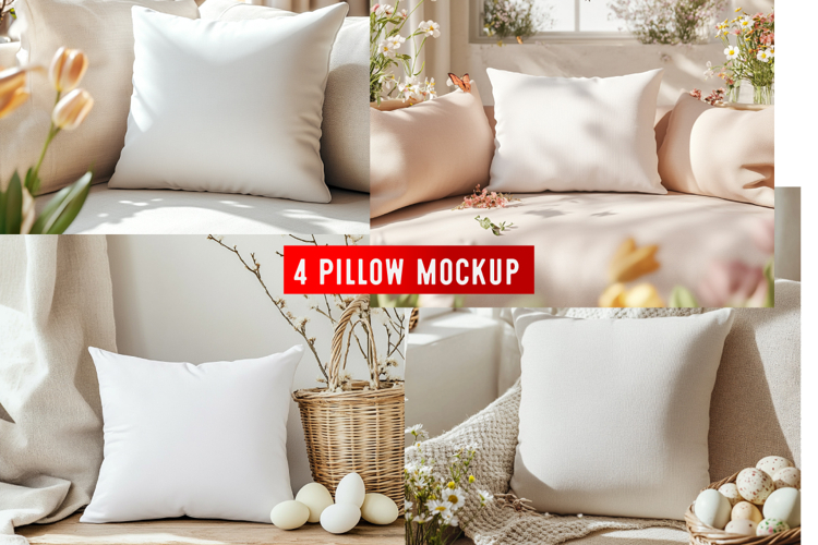 Pillow Mocku |Spring Pillow Mockup | Floral Cushion Mockup