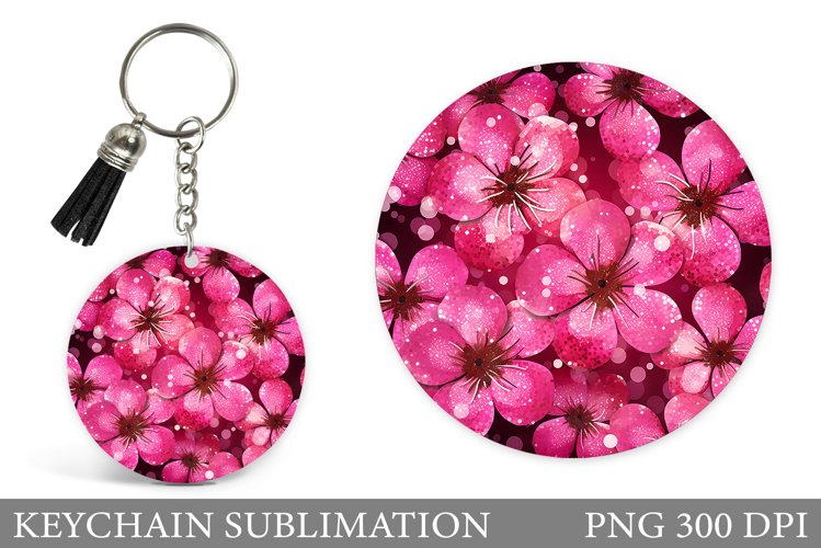 Shimmer Flowers Keychain. Flowers Keychain Sublimation