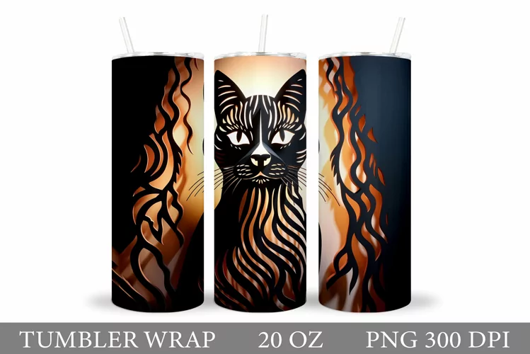 Black Cat Tumbler Wrap. Cat Tumbler Wrap Sublimation