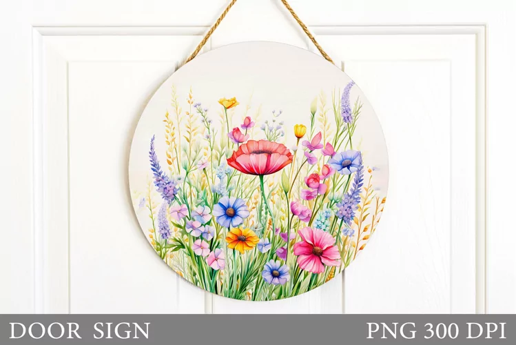 Wildflowers Door Sign Sublimation. Flowers Door Sign Design