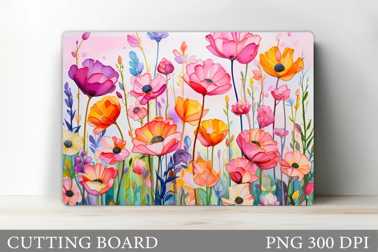 Flowers Cutting Board Sublimation. Wildflowers Cutting Board