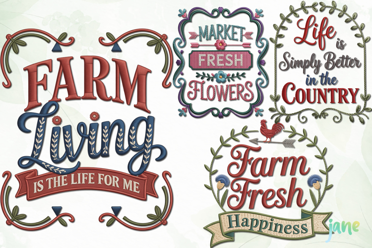 Vintage Farm Sign Embroidery Clipart example image 1