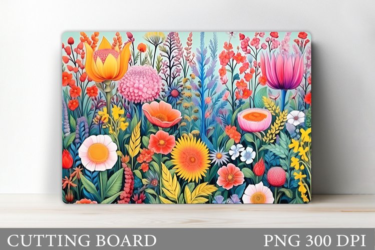 Flowers Cutting Board Design. Cutting Board Sublimation example image 1