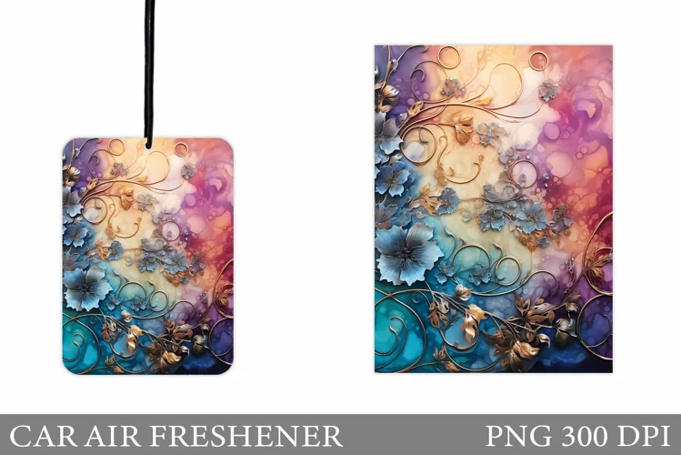 Alcohol Ink Car Air Freshener. Flowers Car Air Freshener