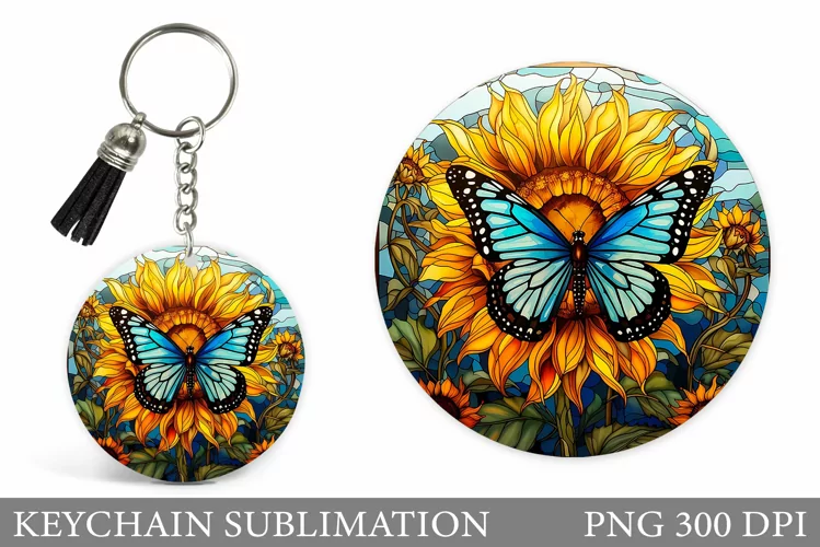 Butterfly Keychain Design. Stained Glass Butterfly Keychain
