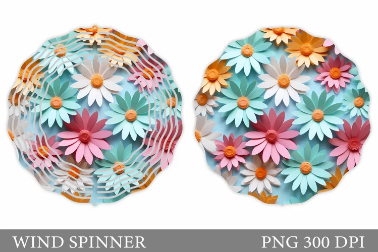 Daisy Flowers Wind Spinner. Floral Wind Spinner Design