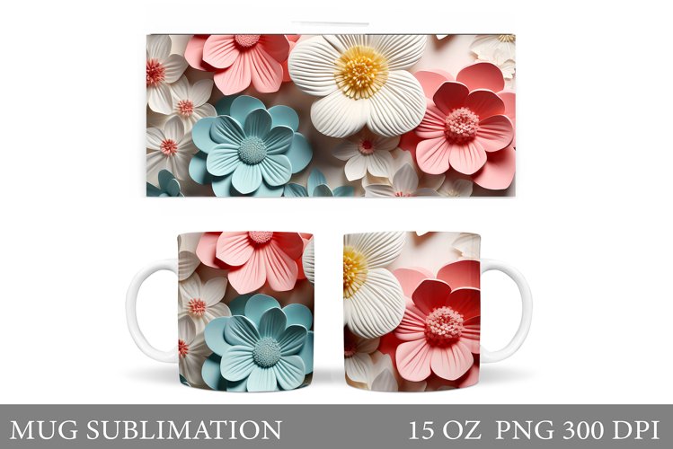 Flowers Mug Sublimation. 3D Flowers Mug Sublimation example image 1