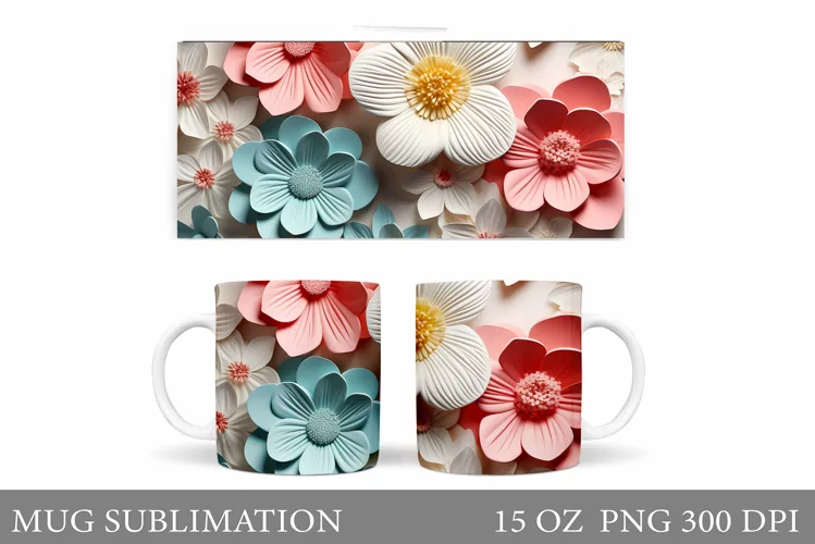 Flowers Mug Sublimation. 3D Flowers Mug Sublimation