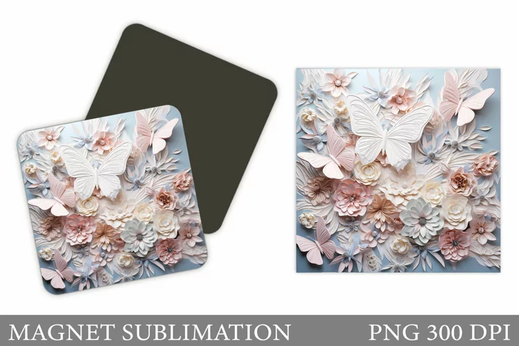 3D Butterflies Magnet Design. Butterflies Magnet Sublimation