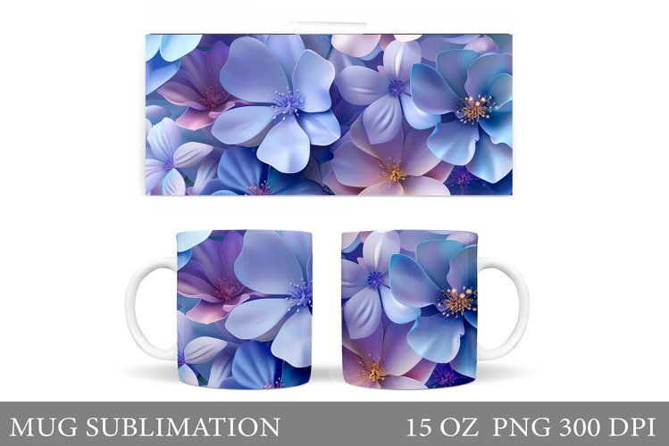 Flowers Mug Sublimation. Floral Mug Wrap Design