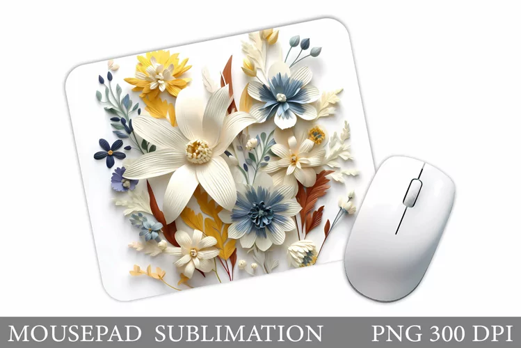 3D Flowers Mouse Pad. Wildflowers Mouse Pad Design