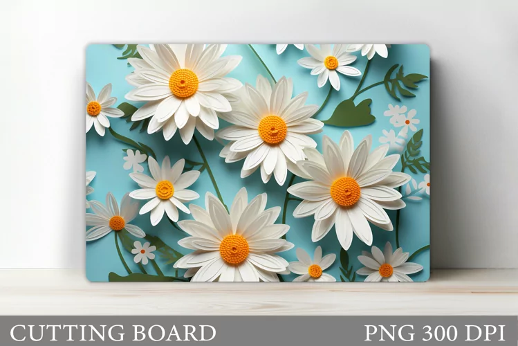 Daisy Flowers Cutting Board. Floral Cutting Board Design