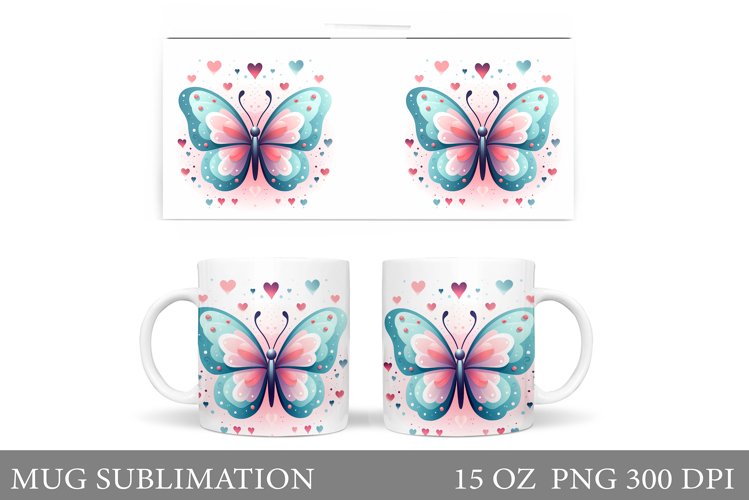 Valentiny Butterfly Mug. Butterfliy Valentines Mug Design