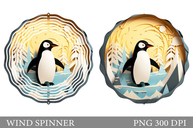 Penguin Wind Spinner Design. Paper Penguin Wind Spinner example image 1