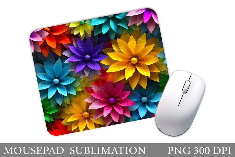 3D Flowers Mouse Pad Design. Floral Mouse Pad Sublimation