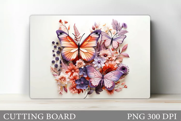 3D Butterflies Cutting Board. Kitchen Cutting Board Design