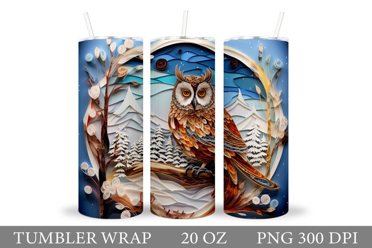 Owl Tumbler Sublimation. Winter Tumbler Design