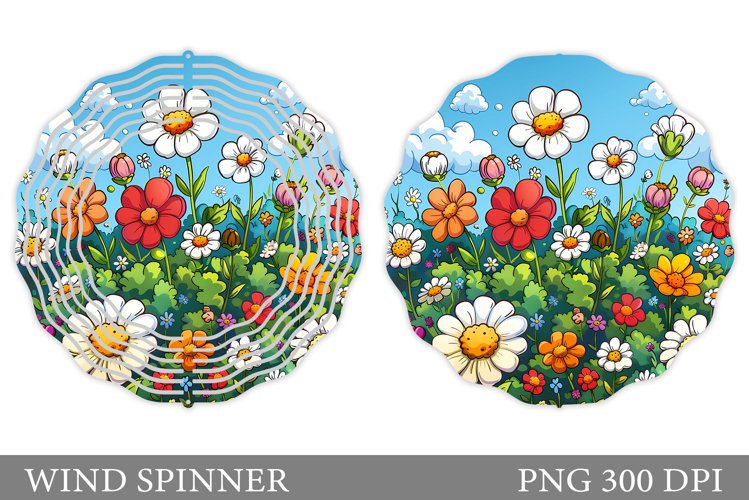 Flowers Wind Spinner Design. Floral Wind Spinner Sublimation example image 1