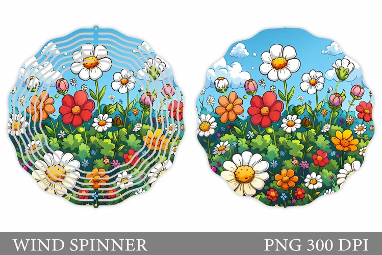 Flowers Wind Spinner Design. Floral Wind Spinner Sublimation