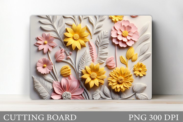 3D Flowers Cutting Board. Flowers Kitchen Cutting Board example image 1