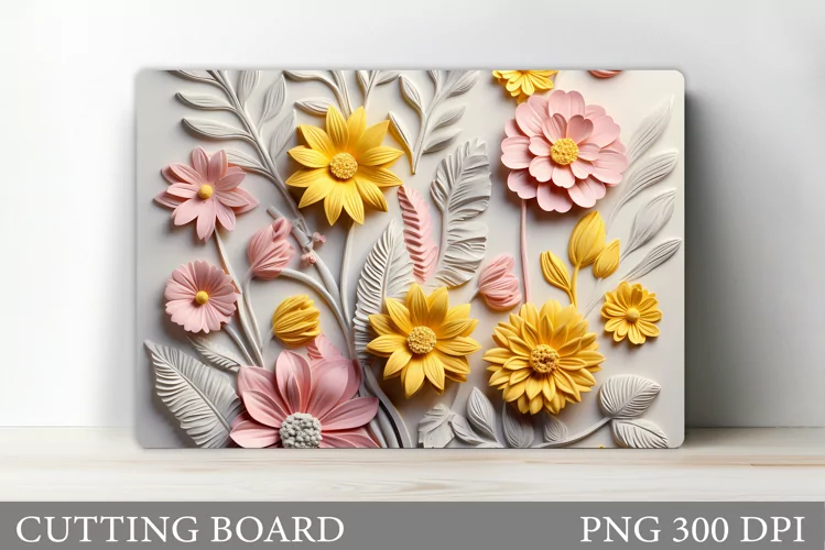 3D Flowers Cutting Board. Flowers Kitchen Cutting Board