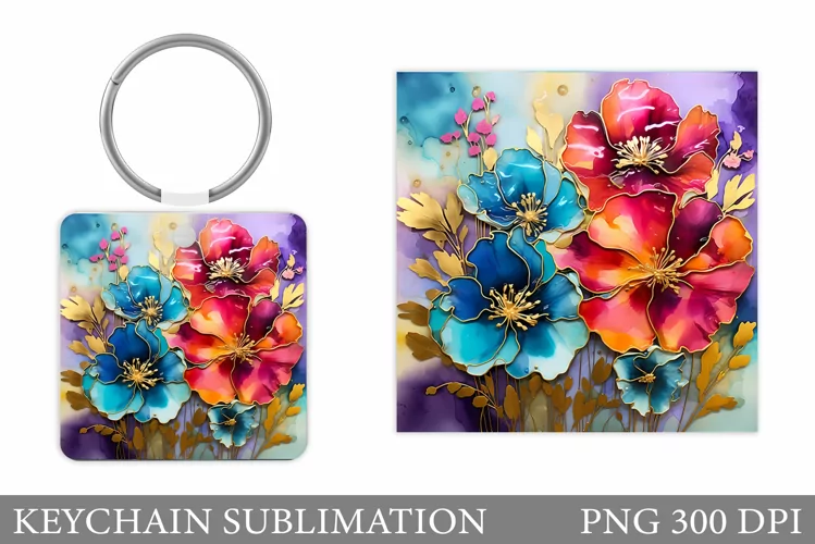Flowers Keychain Design. Keychain Flowers Sublimation