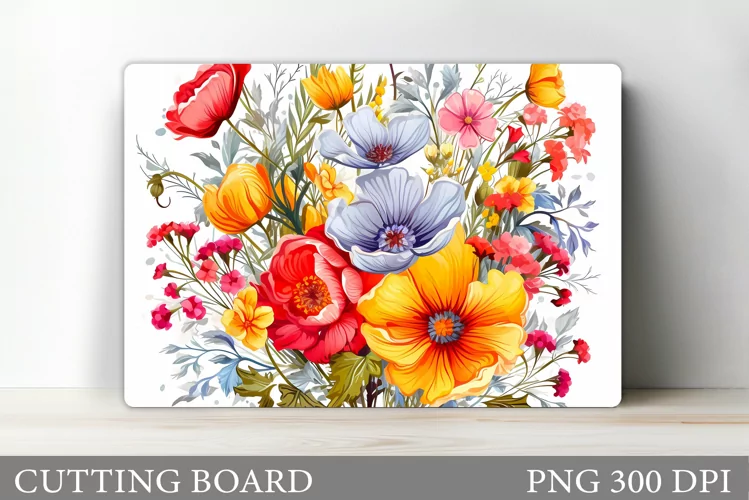 Wildflowers Cutting Board. Flowers Cutting Board Sublimation