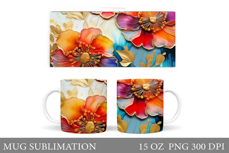 Flowers Mug Wrap Sublimation. Flowers Mug Wrap Design