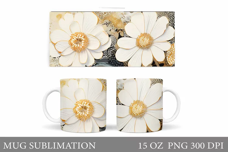 Flowers Mug Wrap Sublimation. Flowers Mug Wrap Design