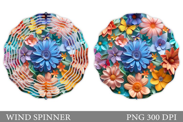 Butterflies Wind Spinner. 3D Flowers Wind Spinner Design