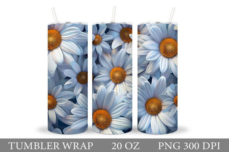 Daisy Flowers Tumbler Design. Floral Tumbler Sublimation