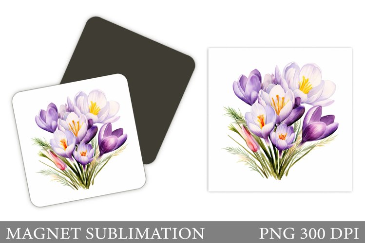Spring Flowers Magnet Design. Crocus Magnet Sublimation example image 1