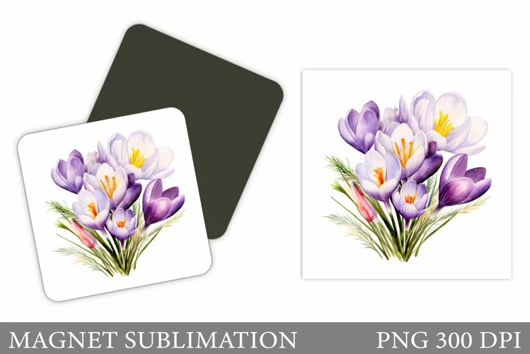 Spring Flowers Magnet Design. Crocus Magnet Sublimation