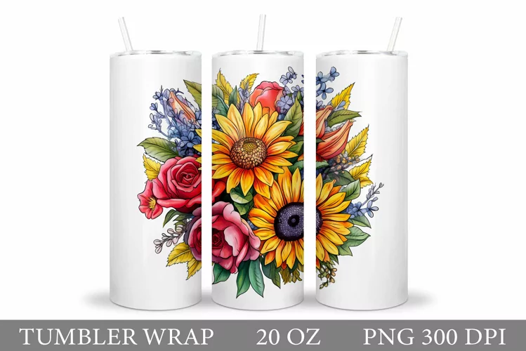 Flowers Tumbler Design. Sublimation Tumbler Flowers