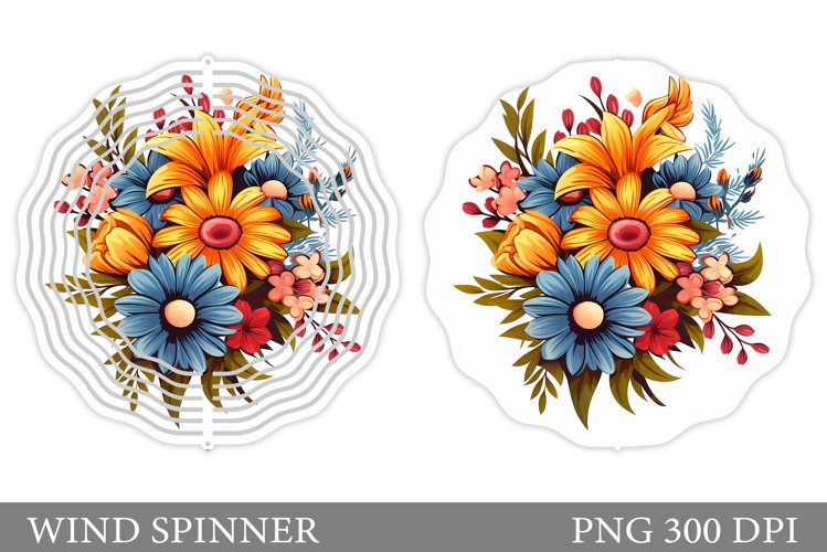 Flowers Wind Spinner Design. Floral Wind Spinner Sublimation example image 1