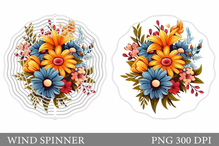Flowers Wind Spinner Design. Floral Wind Spinner Sublimation