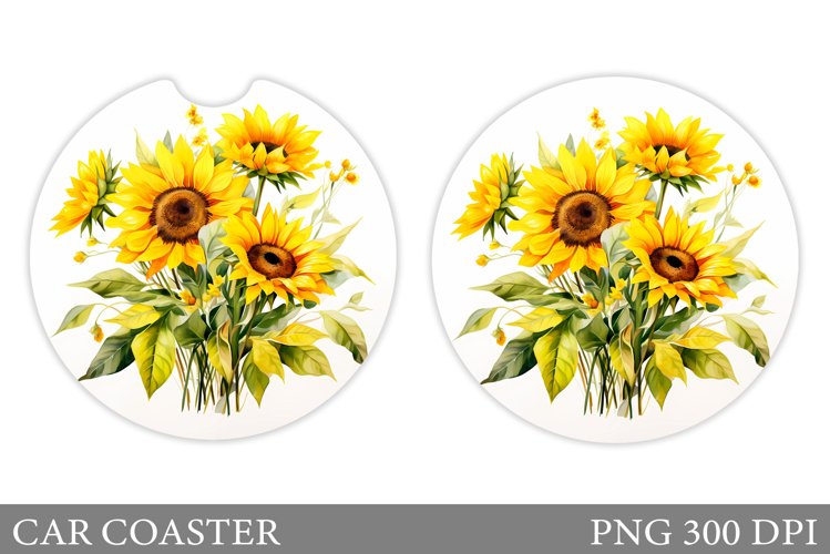 Sunflowers Car Coaster. Flowers Car Coaster Sublimation