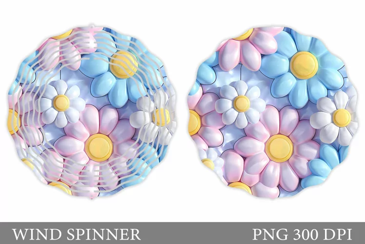 Daisy Flowers Wind Spinner. Floral Wind Spinner Design