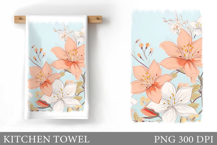 Flowers Kitchen Towel. Summer Flowers Kitchen Towel