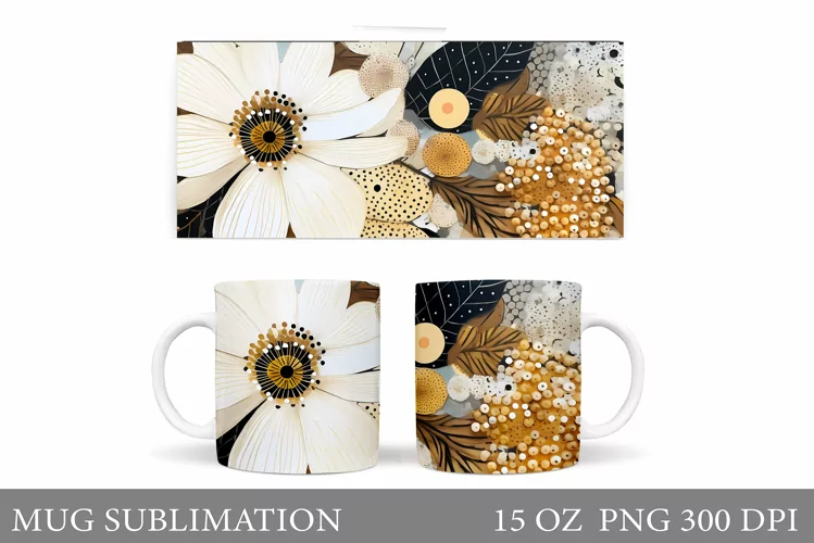 Flowers Mug Wrap Design. Flowers Mug Sublimation