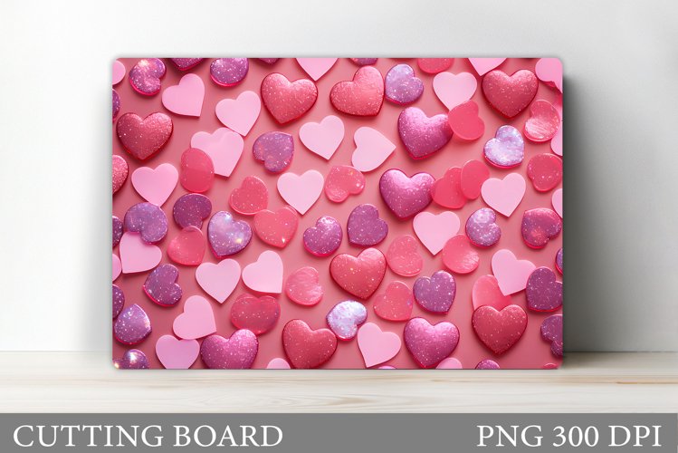 Hearts Cutting Board Sublimation. Valentines Cutting Board example image 1