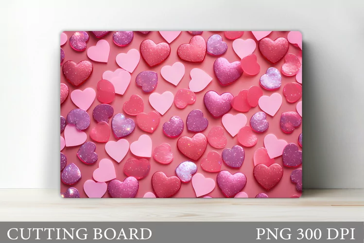Hearts Cutting Board Sublimation. Valentines Cutting Board